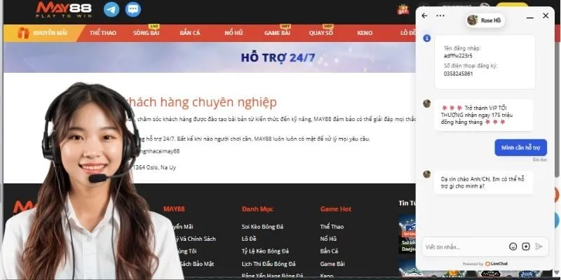 Hỗ trợ viên trực tuyến 24/7, phản hồi chỉ trong 1 phút